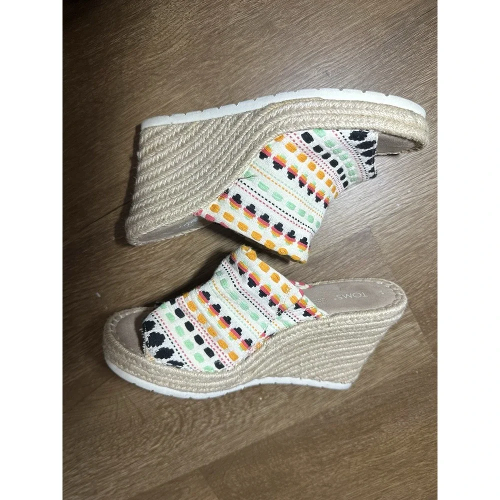 TOMS Espadrille Slide Sandals Women's Size 8‎ Multicolor Textile Summer Boho